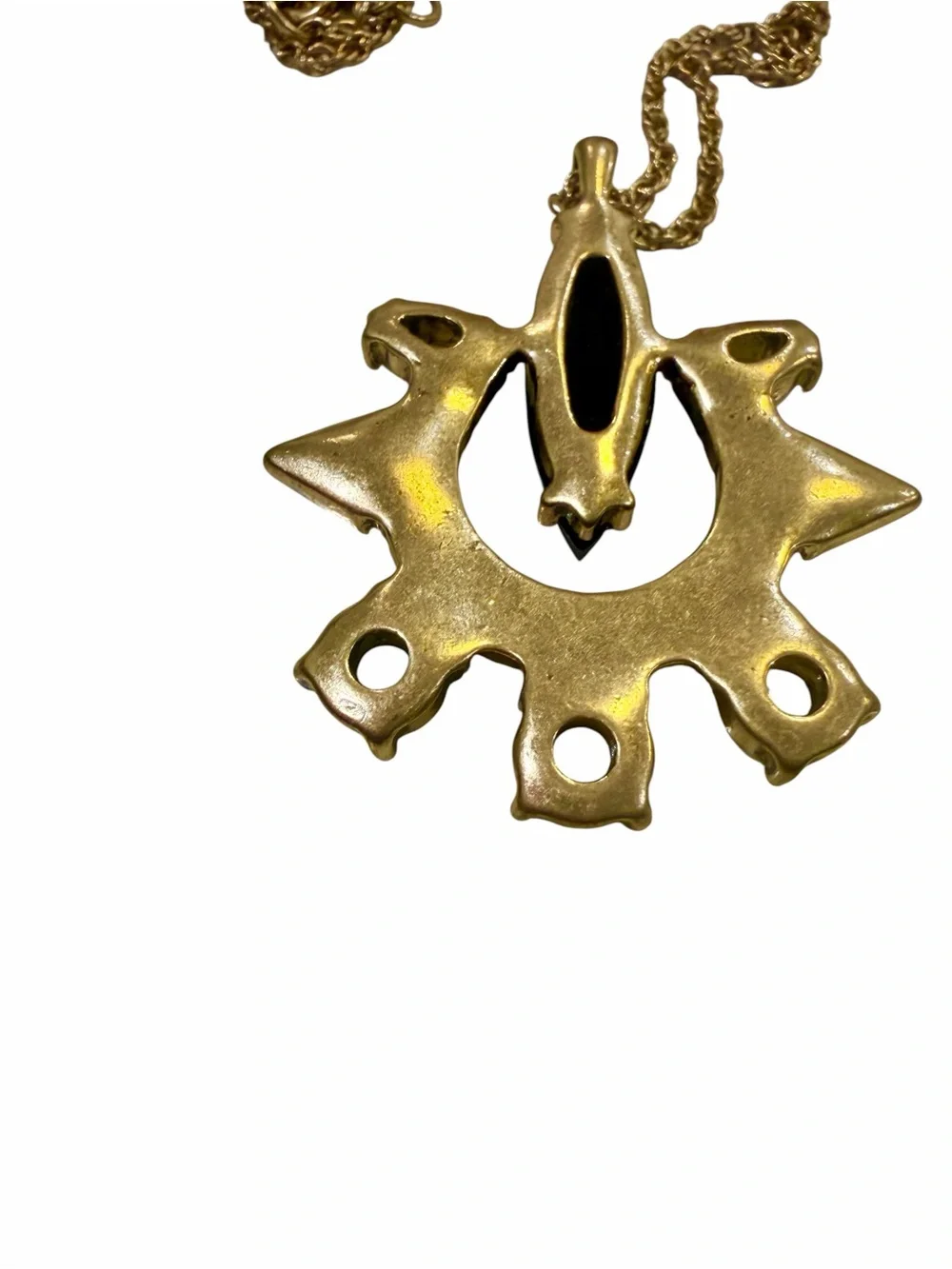 Authentic Signed J.Crew Horseshoe Statement Necklace Gold Green Navy Crystal